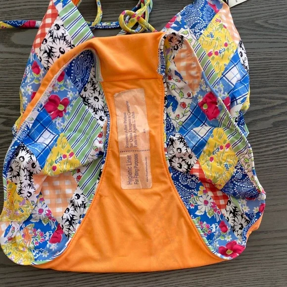 Polo Ralph Lauren Patchwork Plunge Neck One Piece Swimsuit - Picture 4 of 13